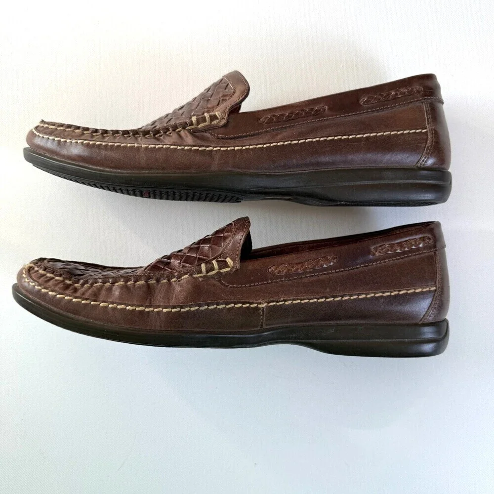 Johnston & Murphy Woven Leather Loafers, Men's Sz 11.5 Brown J&M Flex Sole NWOT